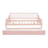 Full Size Daybed with Trundle and Support Legs  Pink