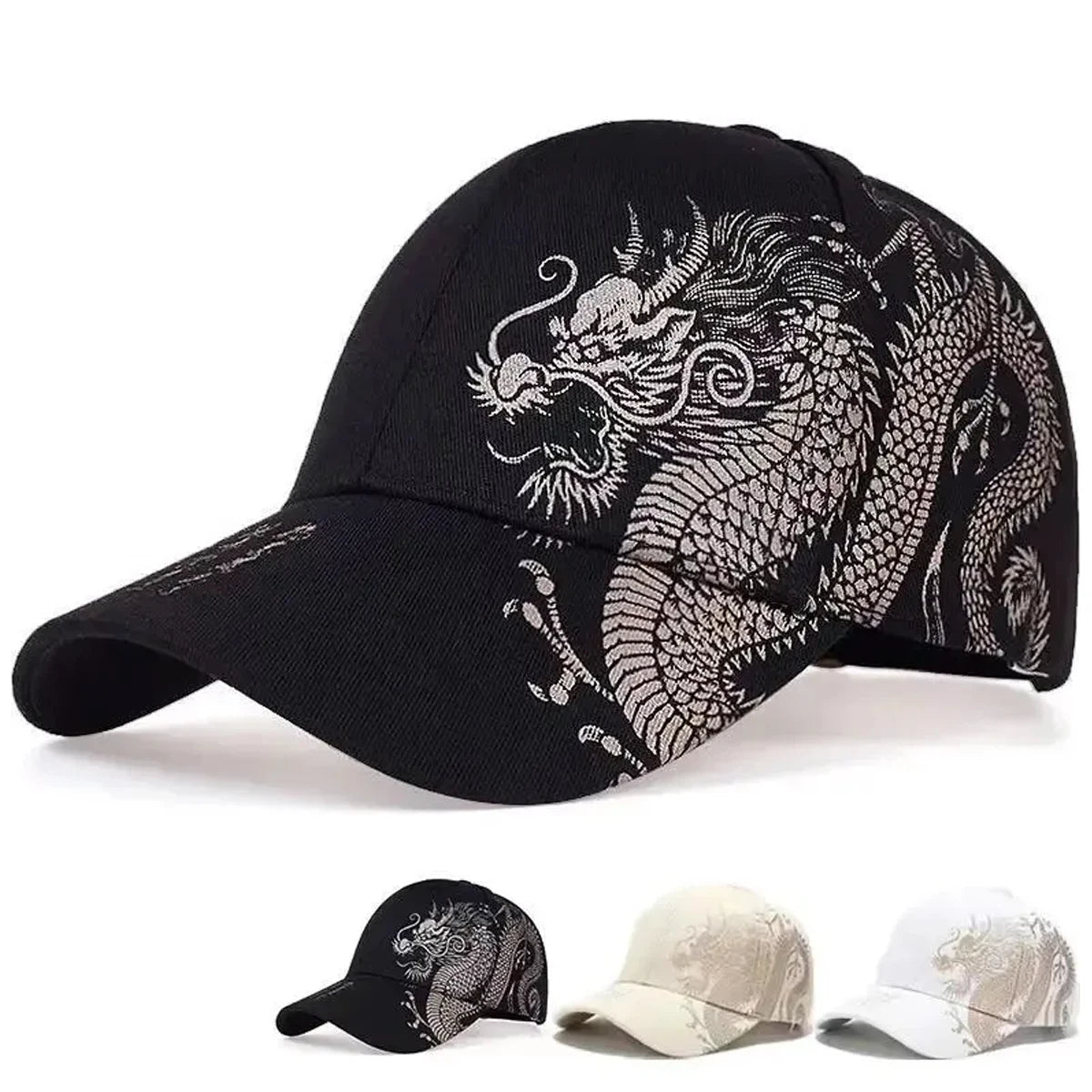 Men and women universal new Chinese dragon printing paragraph duck tongue cap pattern neutral wind adjustable baseball cap - V.I.P Digital Presence