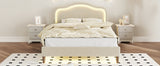 Full Size Velvet Upholstered Smart LED Bed Frame with Adjustable Height Headboard,No Box Spring Needed,Easy Assembly,Beige - V.I.P Digital Presence