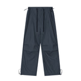 Wrinkled Casual Straight Cargo Pants Men's American Loose Solid Color Thin Sports Drawstring Cuffed Long Trousers - V.I.P Digital Presence