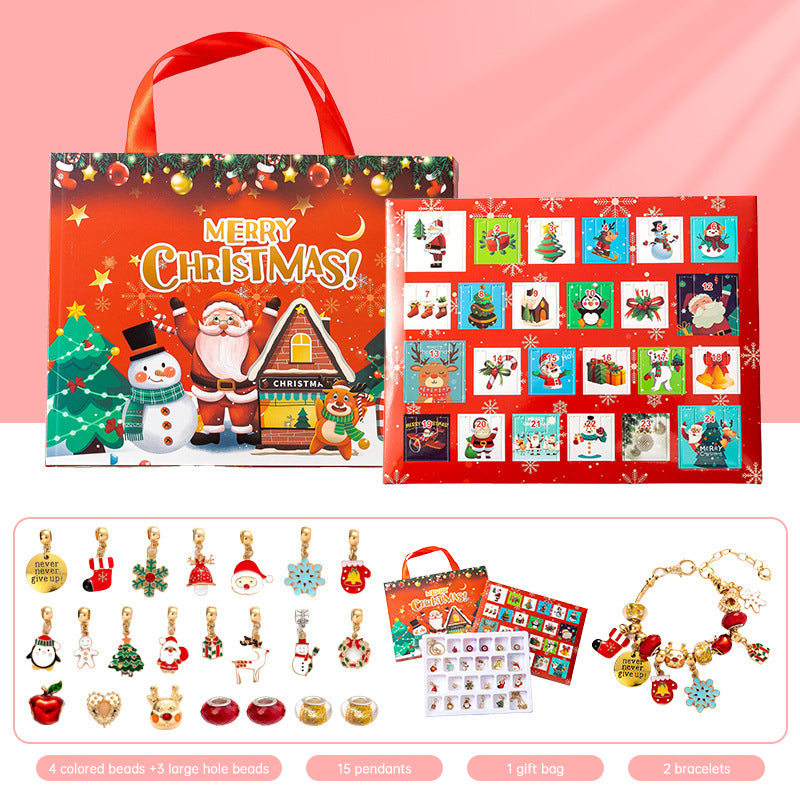 DIY creative children's bracelet jewelry 24-grid calendar Christmas holiday surprise blind box silver set - V.I.P Digital Presence