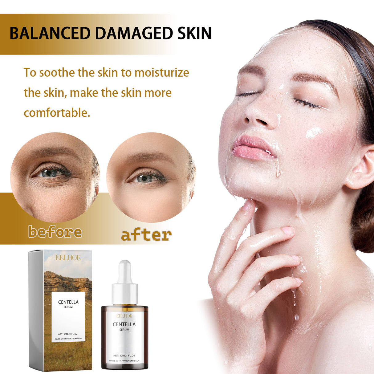 Centella Serum, Intensive Moisturizing Improve Dry Skin Smooth And Tender Skin Brighten Hydrating Essence - V.I.P Digital Presence