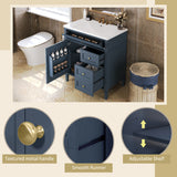 30 inch bathroom vanity with top sink, storage cabinet with 2 drawers and 1 drawer, single sink bathroom vanity - V.I.P Digital Presence