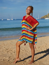 Cutout Striped Cover-Up with Tassel - V.I.P Digital Presence