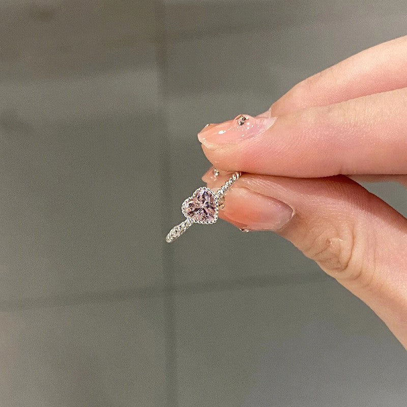 Dopamine love colored zircon diamond ring female niche index finger high-end fashion personality open ring - V.I.P Digital Presence