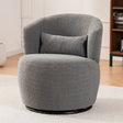 Grey Plush Swivel Accent Chair - Contemporary Round Armchair with 360° Rotation and Metal Base for Living Room Elegance - V.I.P Digital Presence