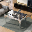 The ON-TRANS stylish modern glass mirrored coffee table features a crystal design and adjustable height legs in silver - V.I.P Digital Presence