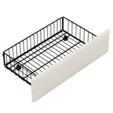 Twin Size Daybed with Storage Drawers, Upholstered Daybed with Charging Station and LED Lights, Beige