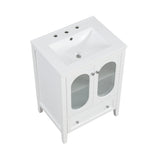 24" Bathroom Vanity with Sink, Bathroom Vanity Cabinet with One Drawer and Doors, Adjustable Shelf, Solid Wood and MDF, White - V.I.P Digital Presence