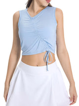 Drawstring Ruched Wide Strap Active Tank - V.I.P Digital Presence
