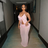 Sexy Transparent Set with Belted Sleeveless Cardigan and Fashionable Long Skirt Two-Piece Set for Women - V.I.P Digital Presence