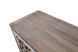 Hollow Four Door Antique Cabinet, American Country Style, Suitable for Living Room, TV Cabinet, Kitchen (Brown) - V.I.P Digital Presence