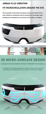 Eye Massager Vibration Therapy Air Pressure Heating Massage Relax Health Care Fatigue Stress Bluetooth Music Improve Vision - V.I.P Digital Presence