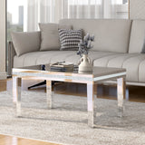 The ON-TRANS stylish modern glass mirrored coffee table features a crystal design and adjustable height legs in silver - V.I.P Digital Presence