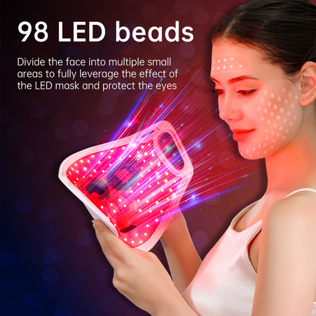 LED Color Light Home Beauty Device with Red, Blue, Green, and Purple Light Mask, 98 Light Beads for Facial Phototherapy Mask - V.I.P Digital Presence