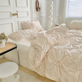 Bedding, Amazon duvet cover, pillowcase, solid color, 3D 3D 3D distressed button flower 3-piece set, no bed sheets - V.I.P Digital Presence