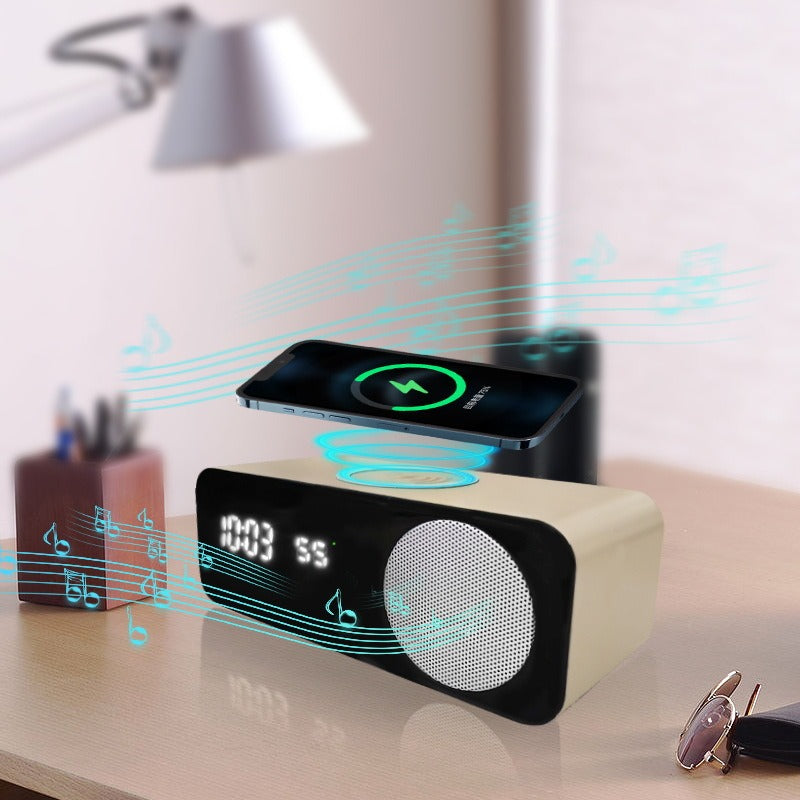 Time display wireless charging Bluetooth speaker compatible clock function thermometer wireless - V.I.P Digital Presence