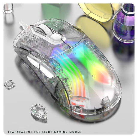 Luminous wireless Bluetooth the third mock examination transparent RGB mechanical mouse game video game mute mouse - V.I.P Digital Presence