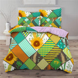 Juego de cama de 3 piezas con estampado de girasoles, edredón con impresión digital 3D. 