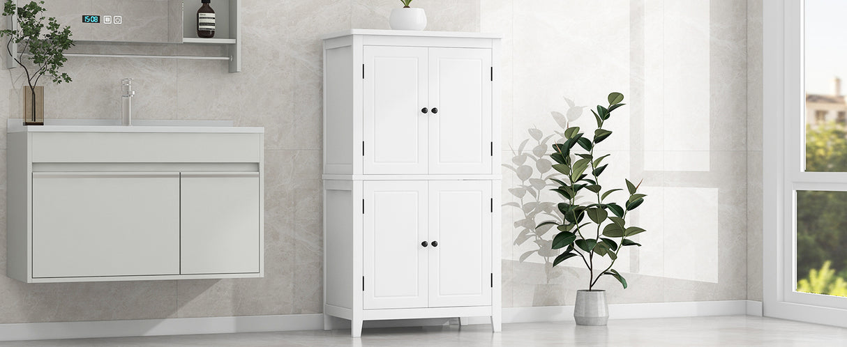 Bathroom floor storage cabinet, bathroom storage unit, 4-door independent cabinet, adjustable shelf, adaptive shelf, white - V.I.P Digital Presence