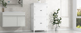 Bathroom floor storage cabinet, bathroom storage unit, 4-door independent cabinet, adjustable shelf, adaptive shelf, white - V.I.P Digital Presence