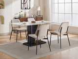 2-piece retro linen chair set with curved wooden backrest, cushioned seat, adjustable metal legs, (Beige Linen) - V.I.P Digital Presence