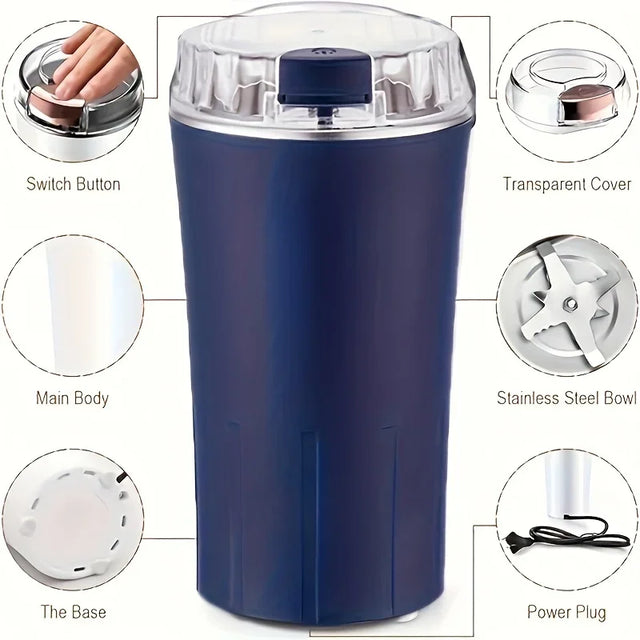 Electric Coffee Bean Grinder Multifunctional with One-Press Control Food Processor Blender for Espresso Nuts Grains Easy Clean - V.I.P Digital Presence