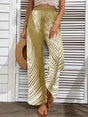 Fashionable and elegant striped leaf positioning printed wide leg pants for women - V.I.P Digital Presence