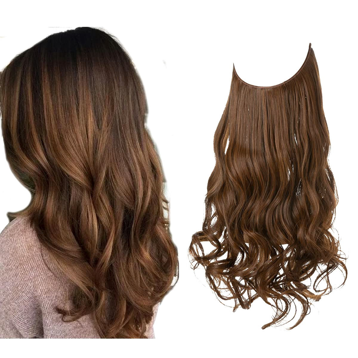 European And American Wig Piece Female Fishline Hair Extension Piece Chemical Fiber Matte High Temperature Silk Long Curly Human Hair - V.I.P Digital Presence