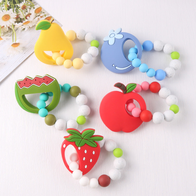 Pulsera de frutas con dibujos animados para bebé, pulsera molar, juguete de dentición para bebé, masticable, chicle 