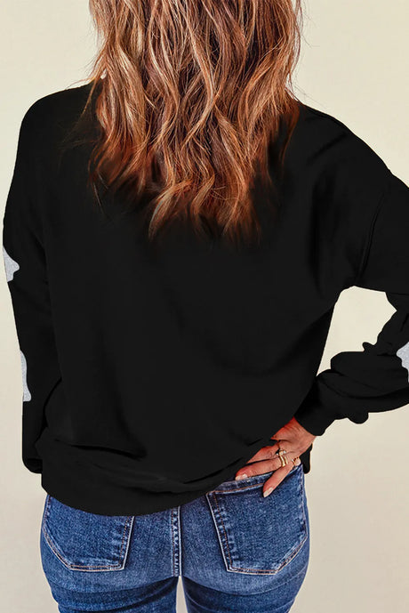 Glitter Round Neck Long Sleeve Sweatshirt - V.I.P Digital Presence