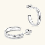 925 Sterling Silver Inlaid Moissanite C-Hoop Earrings - V.I.P Digital Presence