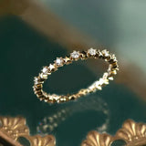 Real 925 Sterling Silver 14K Gold Plating Rings for Women European and American Simple Light Luxury Zircon Ring - V.I.P Digital Presence