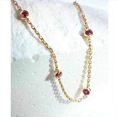 925 Sterling Silver Four Round Mini Ruby Zircon Bracelet for Women Fashion Niche Light Luxury Exquisite Chain Bracelet - V.I.P Digital Presence
