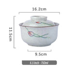 6.5 inch instant noodles bowl with cover bento box student underglaze color ceramic suit Lamian Noodles bowl canteen tableware - V.I.P Digital Presence