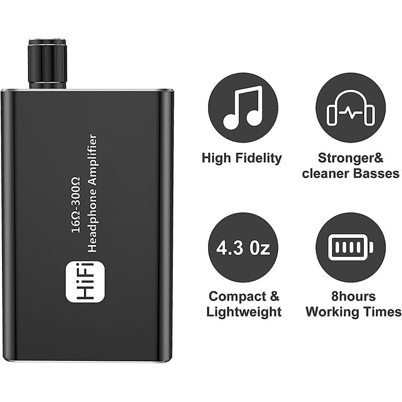 Portable headphone amplifier with high fever, heavy bass, no low noise, HiFi headphone amplifier, AUX audio adjustment - V.I.P Digital Presence