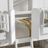 Twin over Twin House Bunk Bed with Roof , Window, Window Box, Door , with Safety Guardrails and Ladder,White - V.I.P Digital Presence