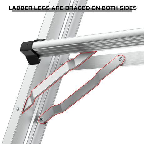 Aluminum Multi-Position Ladder with Wheels, 300 lbs Weight Rating, 22 FT - V.I.P Digital Presence