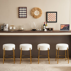24 inch high circular bar stool, set of two - modern cushioned dining stool - including sturdy hardware support legs - V.I.P Digital Presence