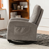 Accent Rocking Chair with Footrest High Back Rubber Wood Rocking Legs Bedroom Living Space - V.I.P Digital Presence