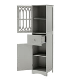 Tall Bathroom Cabinet, Freestanding Storage Cabinet with Drawer and Doors, MDF Board, Acrylic Door, Adjustable Shelf, Grey - V.I.P Digital Presence