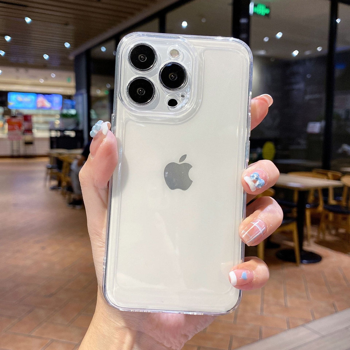 Suitable for Apple 13pro space transparent phone case iPhone 16 anti drop all inclusive 14 hole straight edge protective cover - V.I.P Digital Presence