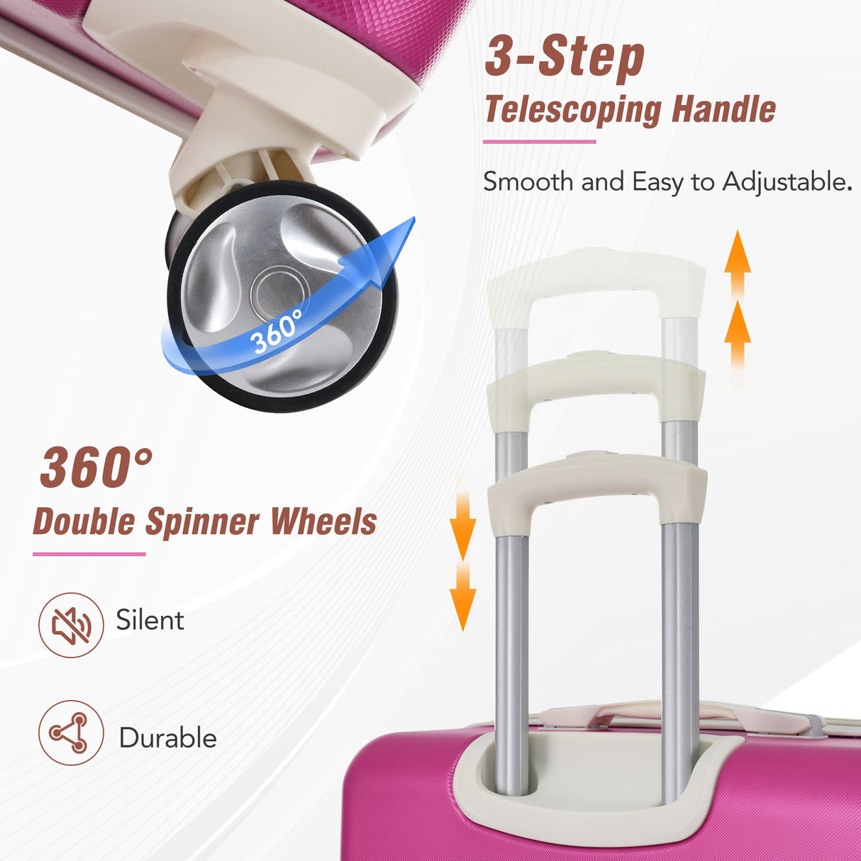 20 IN Luggage 1 Piece with TSA lock , Lightweight Suitcase Spinner Wheels,Carry on Vintage Luggage,Pink - V.I.P Digital Presence