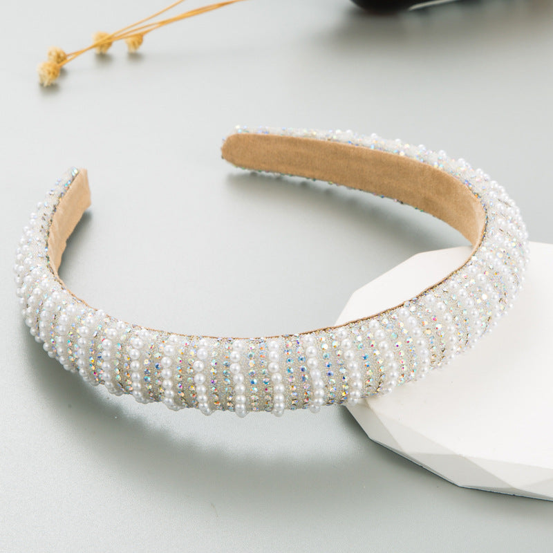 New Full Diamond Headband Pearl Rhinestone Fashion Headband Versatile Hair Accessories For Going Out - V.I.P Digital Presence