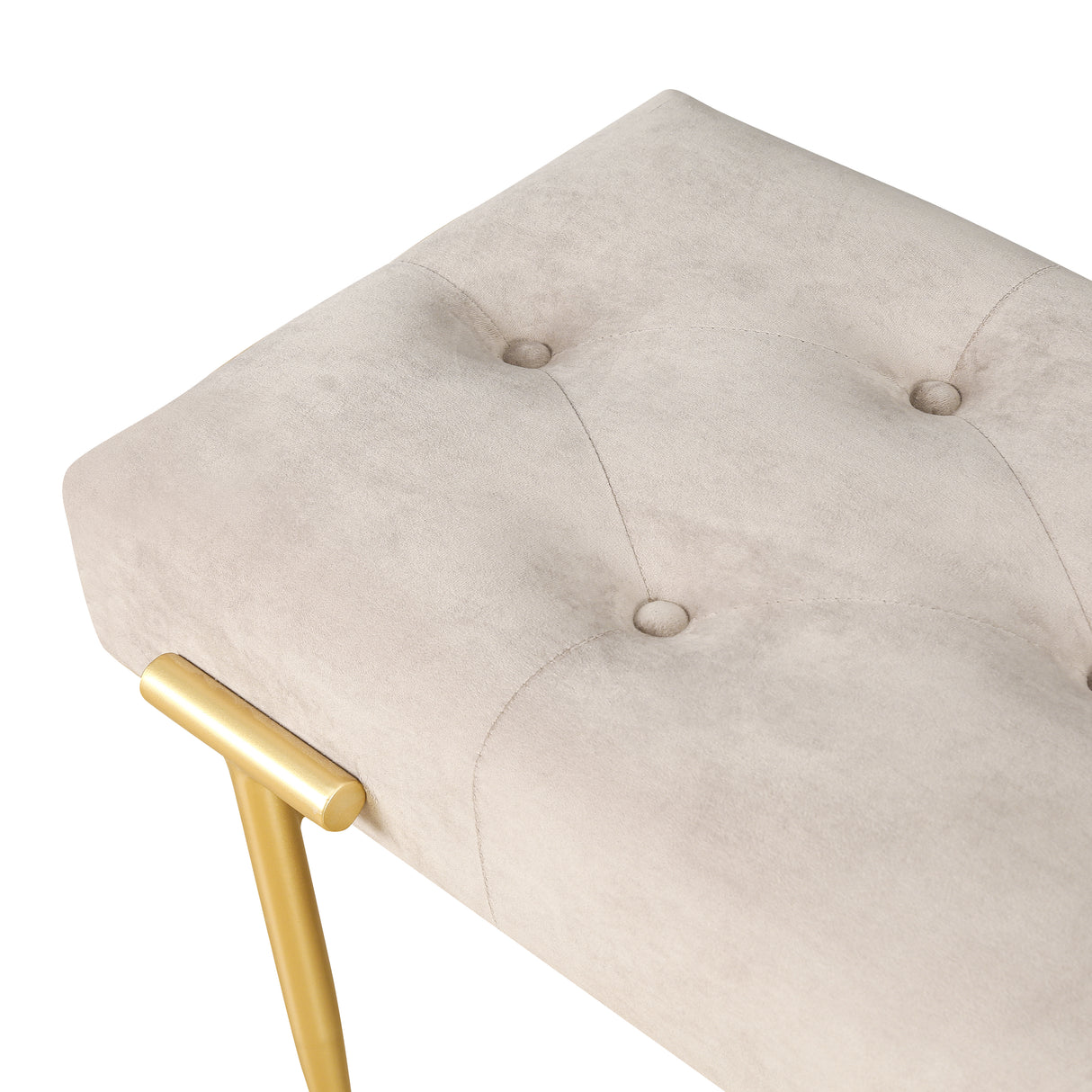 48'' Modern Ottoman Bench Velvet Bench Upholstered Footrest With Gold Metal Legs And Padded Seat For Bedroom Living Room - V.I.P Digital Presence
