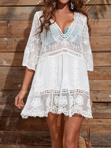Sexy lace loose beach vacation hooded skirt bikini jacket swimsuit women - V.I.P Digital Presence