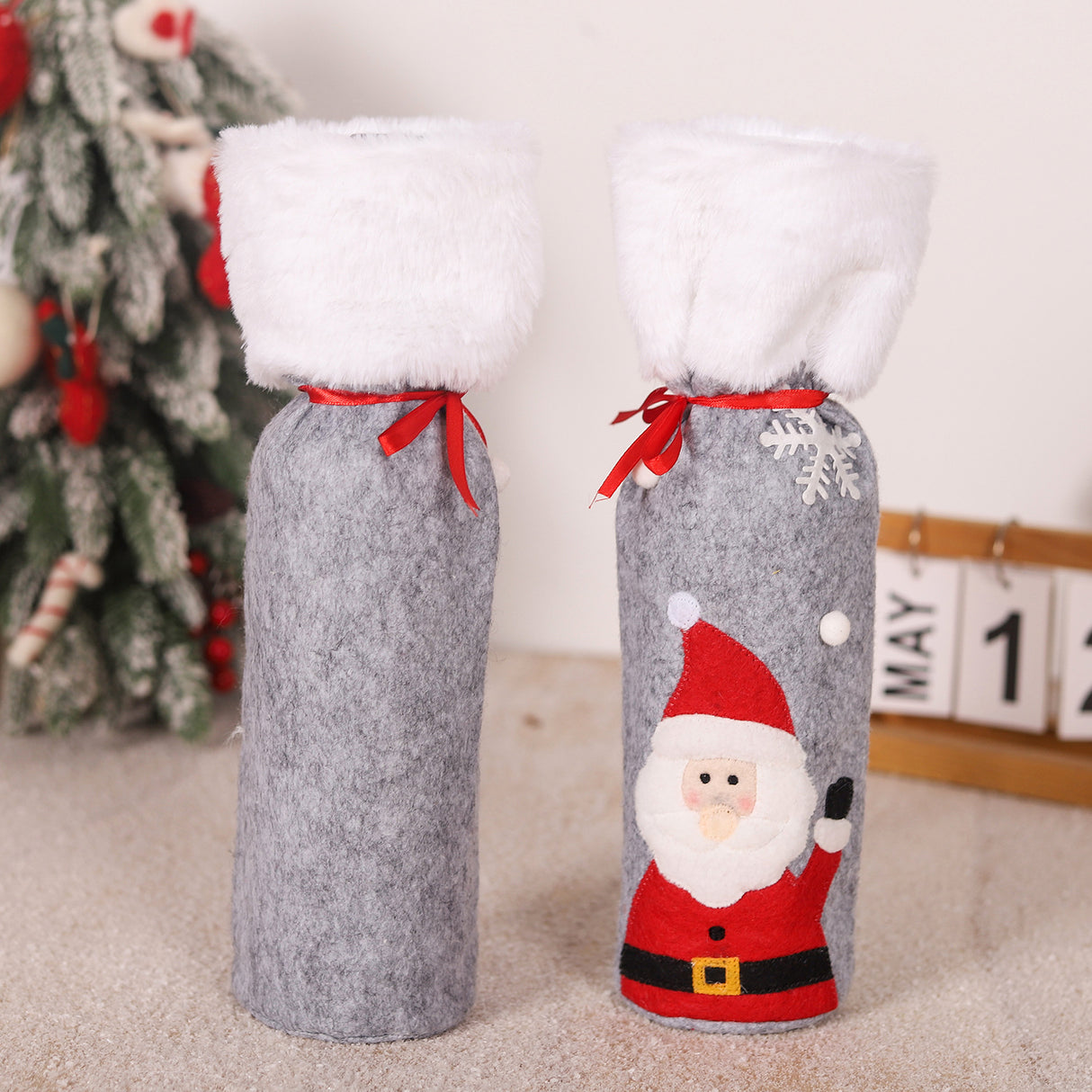 Christmas supplies red wine bottle covers elderly snowmen elk red wine bags household items - V.I.P Digital Presence