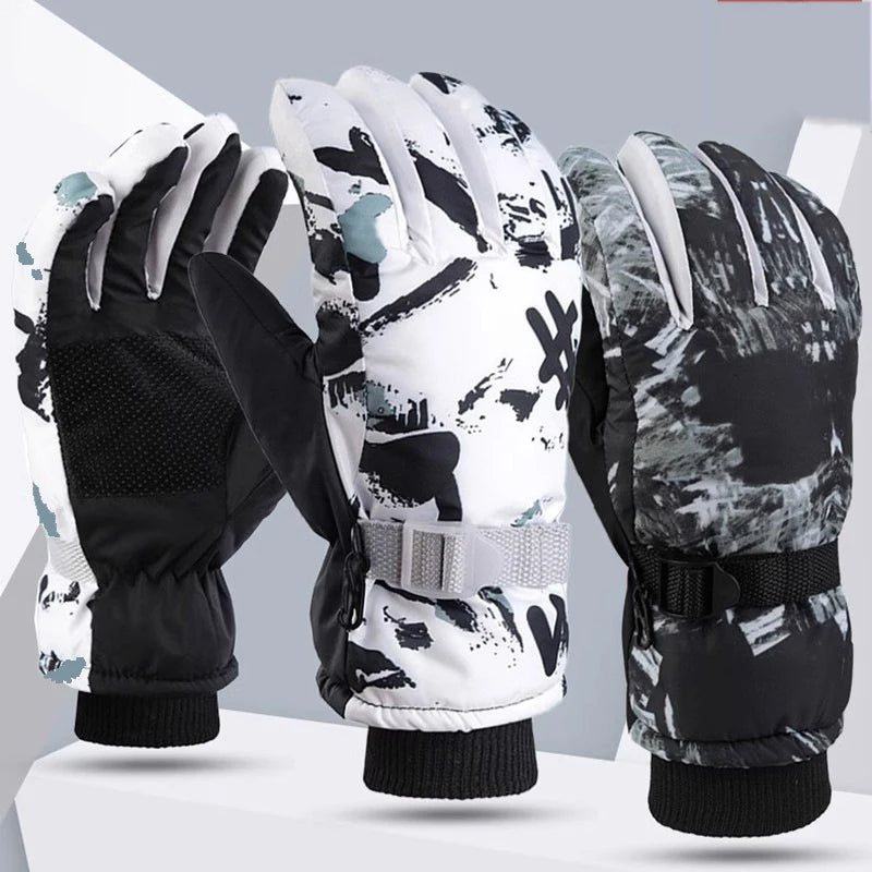 Winter Ski Gloves Warm Thermal Men Women Thickened Cotton Waterproof Non-Slip Warm Riding Outdoor Graffiti Snowboard Cycling - V.I.P Digital Presence
