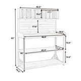 65" Large Wooden Farmhouse Rustic Outdoor Potting Bench Table Garden Potting Bench with 4 Storage Shelves and Side Hook,Natural - V.I.P Digital Presence