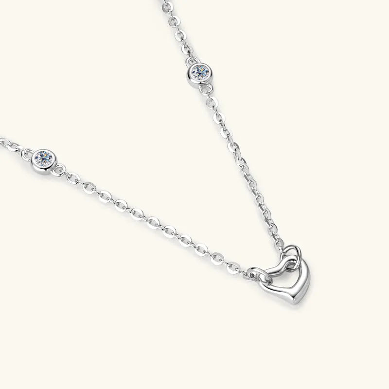 Moissanite 925 Sterling Silver Heart Necklace - V.I.P Digital Presence